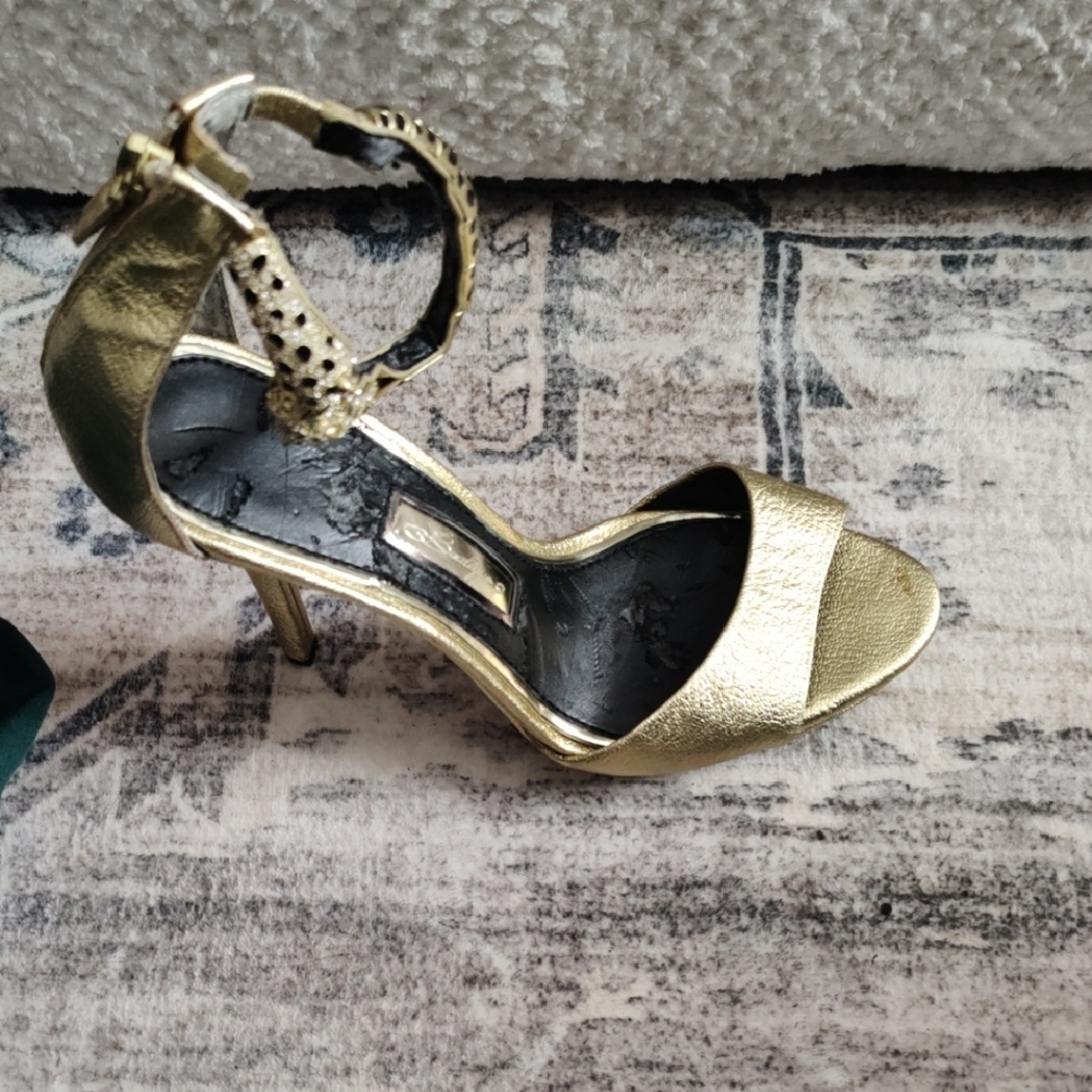 Gold Ankle Strap Heels